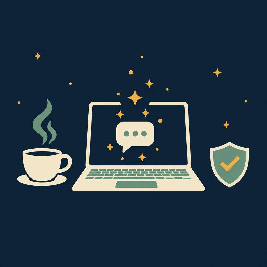 Illustration : café, ordinateur et protection des données